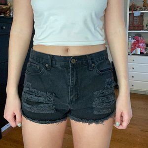 Forever 21 black distressed denim shorts